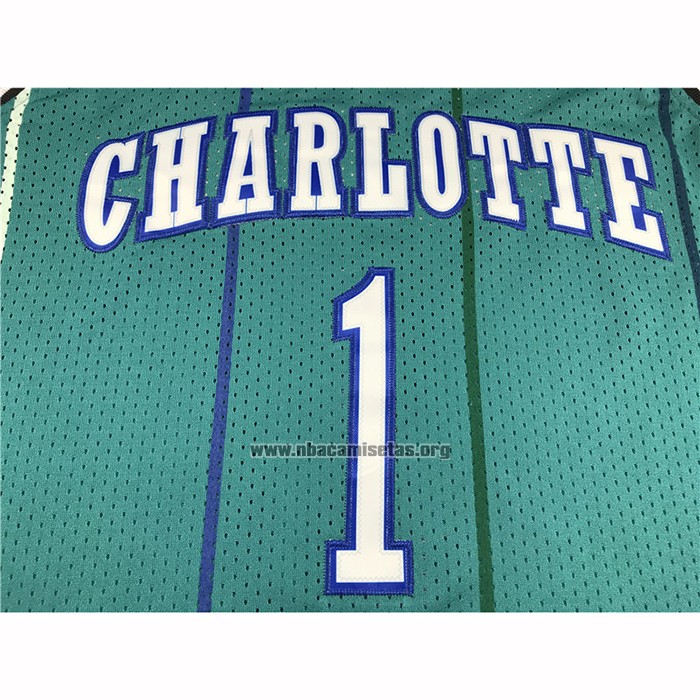 Camiseta Charlotte Hornets Muggsy Bogues NO 1 Hardwood Classics 1992-93 Verde